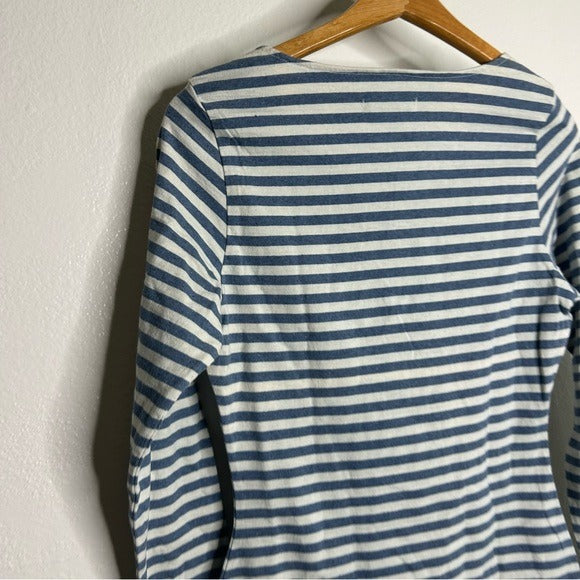 Outerknown 100% Cotton Blue White Striped Scoop Neck Coastal Nautical Dress