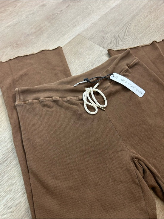 Anthropologie Self - Contrast 100% Cotton Wide Leg Chocolate Brown Sweatpant