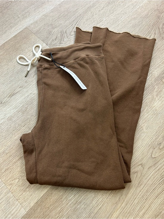 Anthropologie Self - Contrast 100% Cotton Wide Leg Chocolate Brown Sweatpant