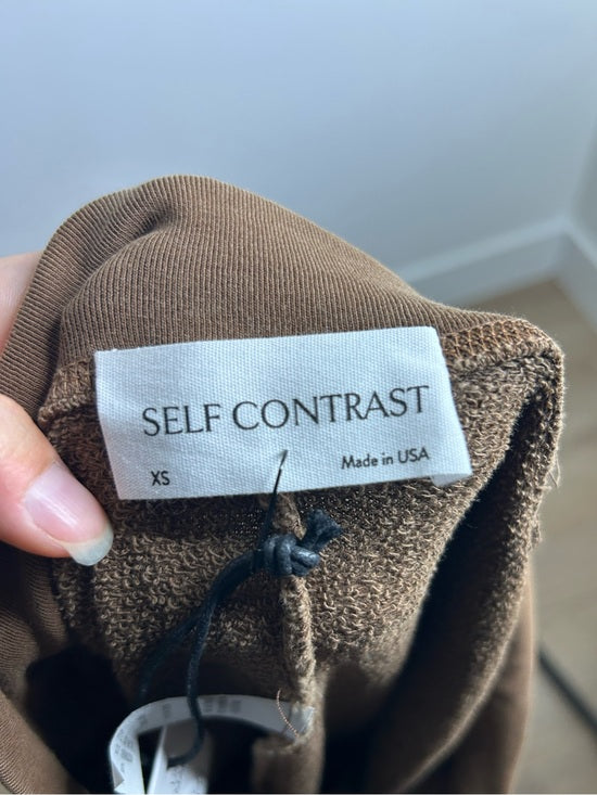 Anthropologie Self - Contrast 100% Cotton Wide Leg Chocolate Brown Sweatpant