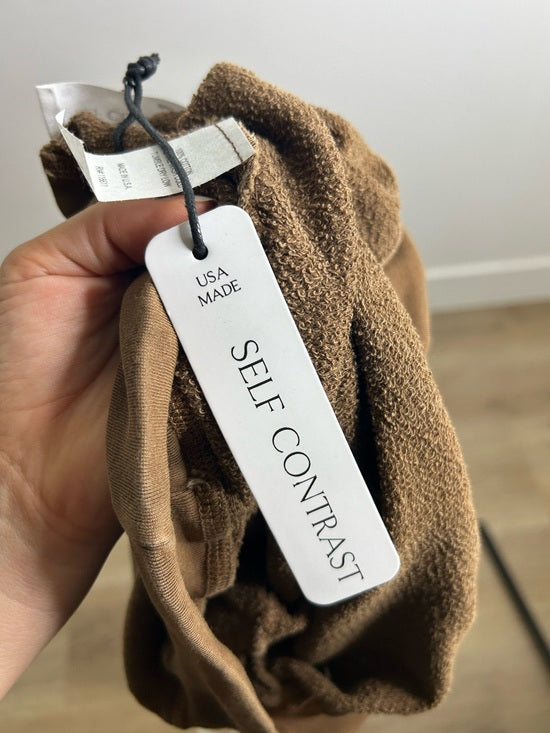 Anthropologie Self - Contrast 100% Cotton Wide Leg Chocolate Brown Sweatpant