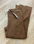 Anthropologie Self - Contrast 100% Cotton Wide Leg Chocolate Brown Sweatpant