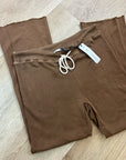 Anthropologie Self - Contrast 100% Cotton Wide Leg Chocolate Brown Sweatpant