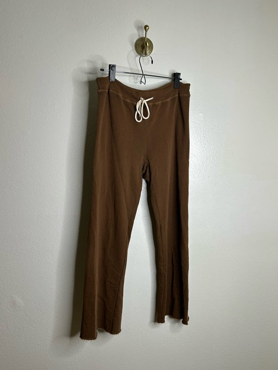 Anthropologie Self - Contrast 100% Cotton Wide Leg Chocolate Brown Sweatpant