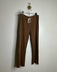 Anthropologie Self - Contrast 100% Cotton Wide Leg Chocolate Brown Sweatpant