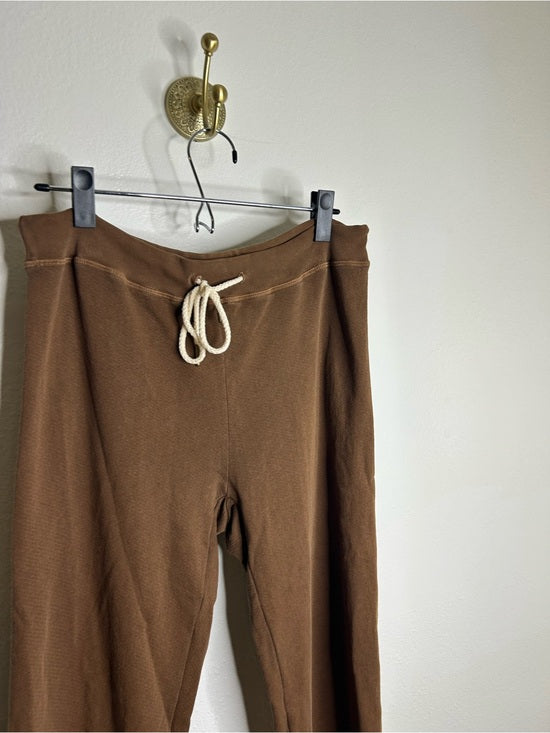 Anthropologie Self - Contrast 100% Cotton Wide Leg Chocolate Brown Sweatpant