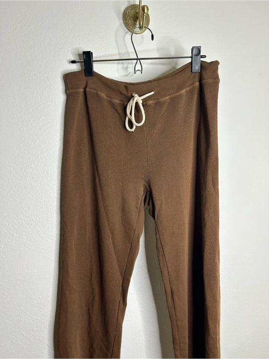 Anthropologie Self - Contrast 100% Cotton Wide Leg Chocolate Brown Sweatpant