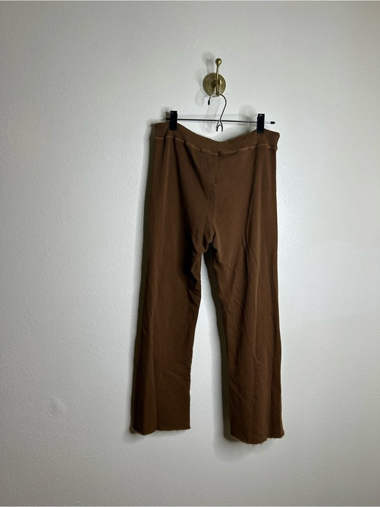 Anthropologie Self - Contrast 100% Cotton Wide Leg Chocolate Brown Sweatpant