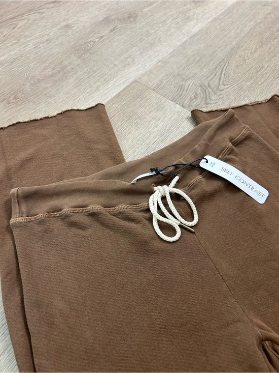 Anthropologie Self - Contrast 100% Cotton Wide Leg Chocolate Brown Sweatpant