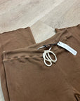 Anthropologie Self - Contrast 100% Cotton Wide Leg Chocolate Brown Sweatpant