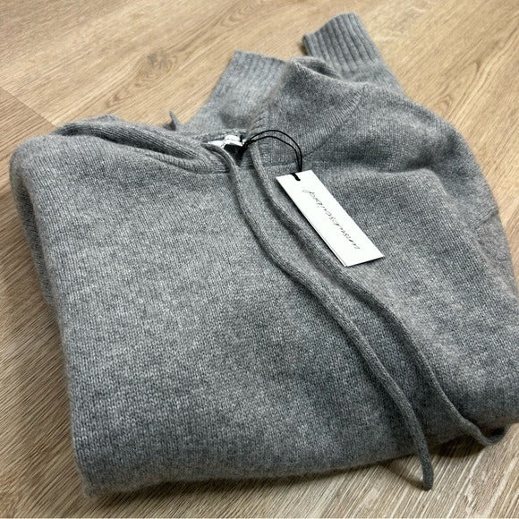 Unsubscribed 100% Cashmere Hooded Sweater Top Gray