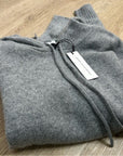 Unsubscribed 100% Cashmere Hooded Sweater Top Gray