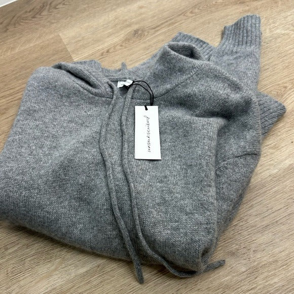 Unsubscribed 100% Cashmere Hooded Sweater Top Gray