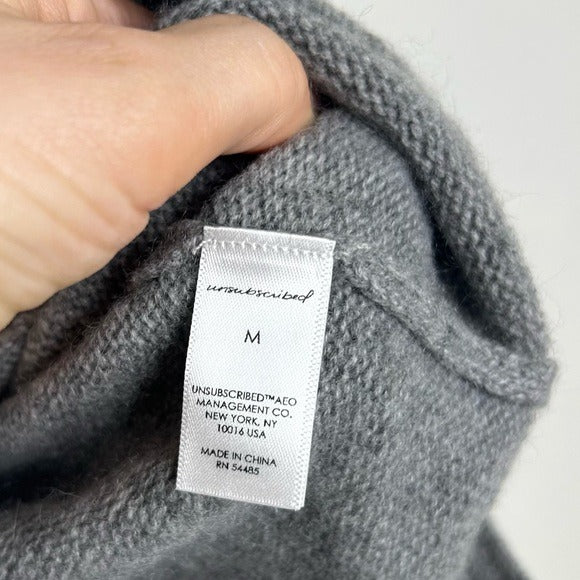Unsubscribed 100% Cashmere Hooded Sweater Top Gray