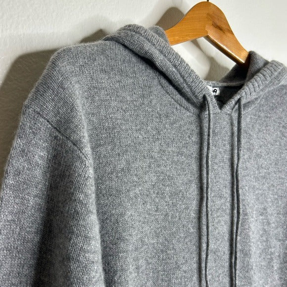Unsubscribed 100% Cashmere Hooded Sweater Top Gray
