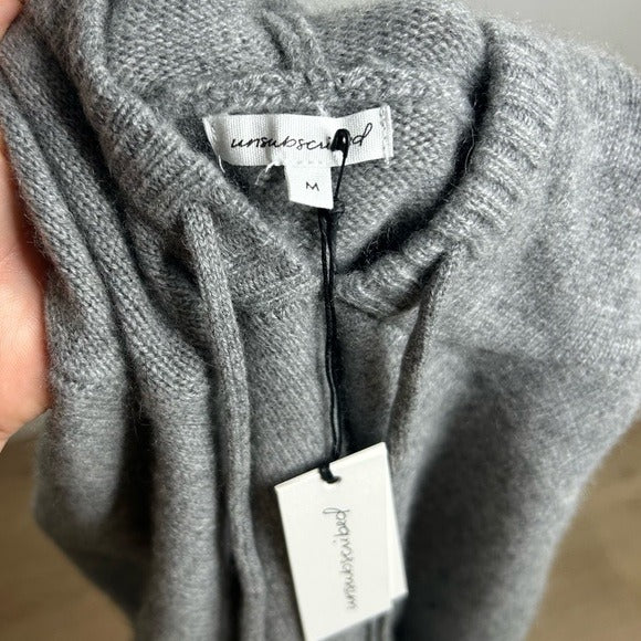Unsubscribed 100% Cashmere Hooded Sweater Top Gray