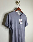 Nation LA 100% Pima Cotton Lavender Lettuce Hem Short Sleeve Mini Dress