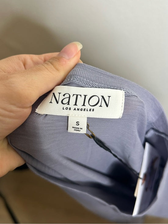 Nation LA 100% Pima Cotton Lavender Lettuce Hem Short Sleeve Mini Dress