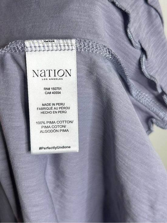 Nation LA 100% Pima Cotton Lavender Lettuce Hem Short Sleeve Mini Dress