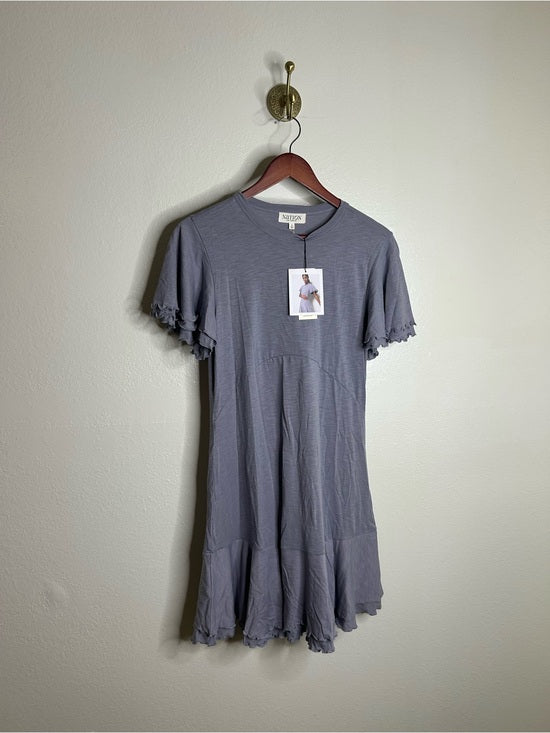 Nation LA 100% Pima Cotton Lavender Lettuce Hem Short Sleeve Mini Dress