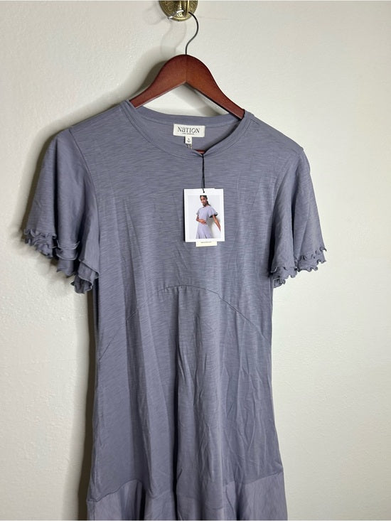 Nation LA 100% Pima Cotton Lavender Lettuce Hem Short Sleeve Mini Dress