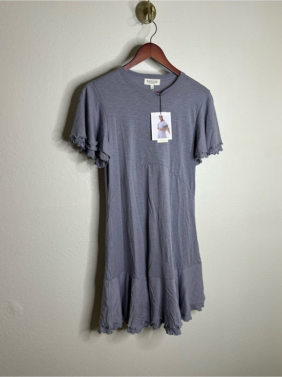 Nation LA 100% Pima Cotton Lavender Lettuce Hem Short Sleeve Mini Dress