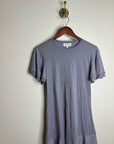 Nation LA 100% Pima Cotton Lavender Lettuce Hem Short Sleeve Mini Dress