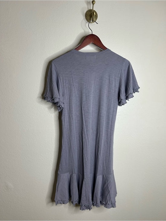 Nation LA 100% Pima Cotton Lavender Lettuce Hem Short Sleeve Mini Dress