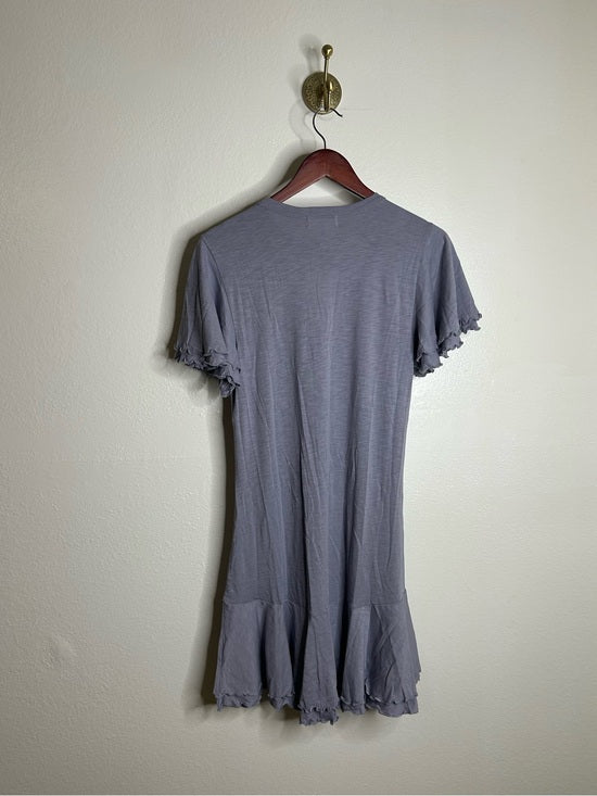 Nation LA 100% Pima Cotton Lavender Lettuce Hem Short Sleeve Mini Dress