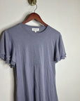 Nation LA 100% Pima Cotton Lavender Lettuce Hem Short Sleeve Mini Dress