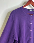 Saks Fifth Avenue 100% Cashmere Deep Purple Button Down Cardigan Sweater