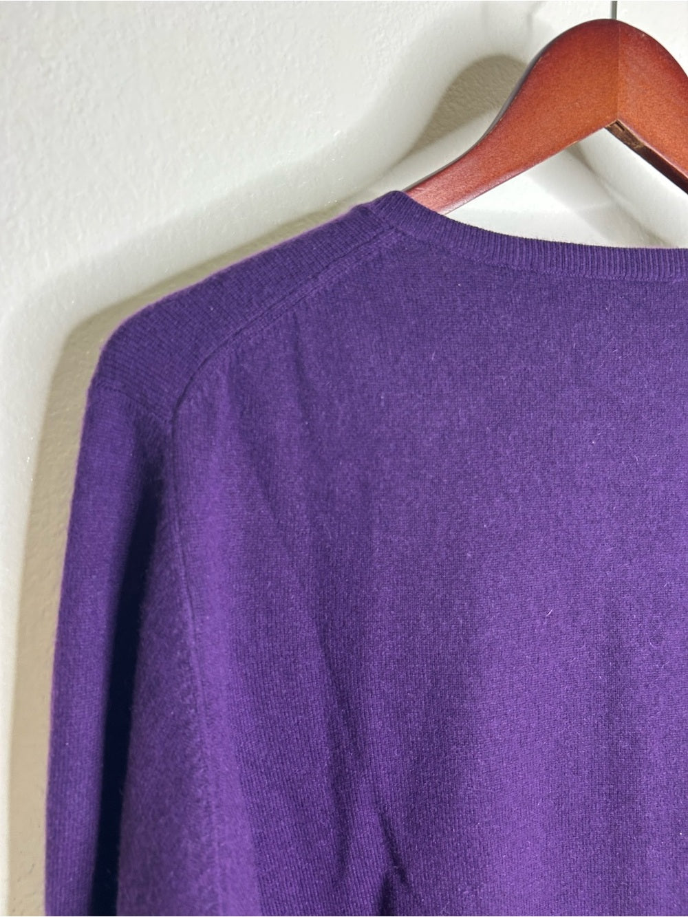 Saks Fifth Avenue 100% Cashmere Deep Purple Button Down Cardigan Sweater
