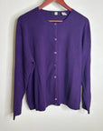 Saks Fifth Avenue 100% Cashmere Deep Purple Button Down Cardigan Sweater