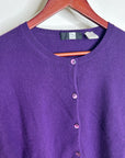 Saks Fifth Avenue 100% Cashmere Deep Purple Button Down Cardigan Sweater