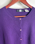 Saks Fifth Avenue 100% Cashmere Deep Purple Button Down Cardigan Sweater