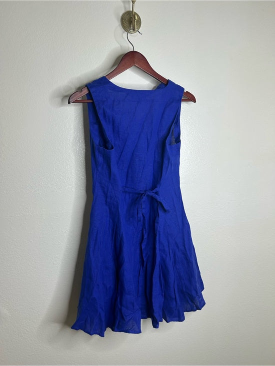 J. Crew 100% Linen Button Down A - Line Mini Dress in Radiant Colbalt Blue