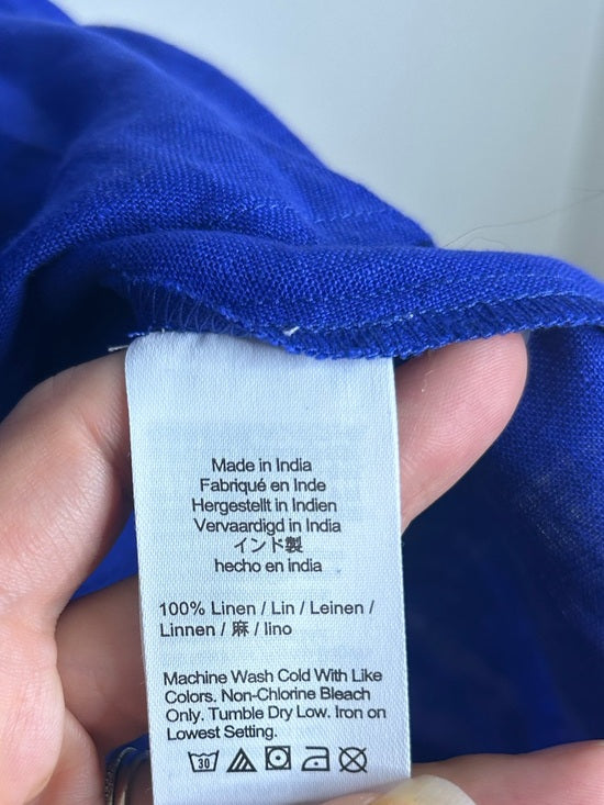 J. Crew 100% Linen Button Down A - Line Mini Dress in Radiant Colbalt Blue