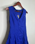 J. Crew 100% Linen Button Down A - Line Mini Dress in Radiant Colbalt Blue