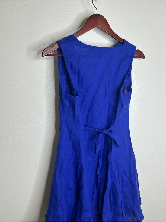 J. Crew 100% Linen Button Down A - Line Mini Dress in Radiant Colbalt Blue