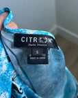 Citron Santa Monica 100% Silk Bright Blue Butterfly Tank Top