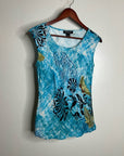 Citron Santa Monica 100% Silk Bright Blue Butterfly Tank Top