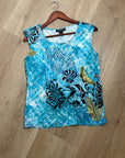 Citron Santa Monica 100% Silk Bright Blue Butterfly Tank Top