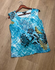Citron Santa Monica 100% Silk Bright Blue Butterfly Tank Top