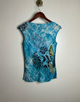 Citron Santa Monica 100% Silk Bright Blue Butterfly Tank Top