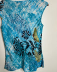 Citron Santa Monica 100% Silk Bright Blue Butterfly Tank Top