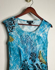 Citron Santa Monica 100% Silk Bright Blue Butterfly Tank Top