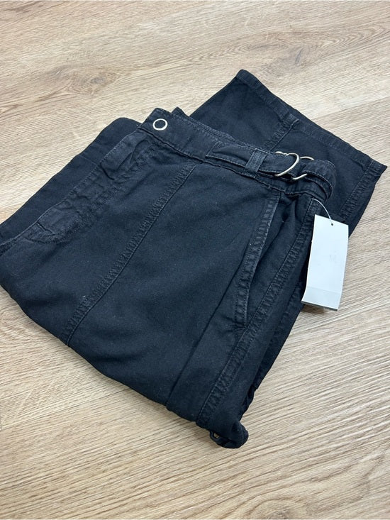 Ag Adriano Goldschmied AG Cotton Linen The Noten Black Carpenter High Rise Straight Leg Ankle Pant - Cotton, Linen