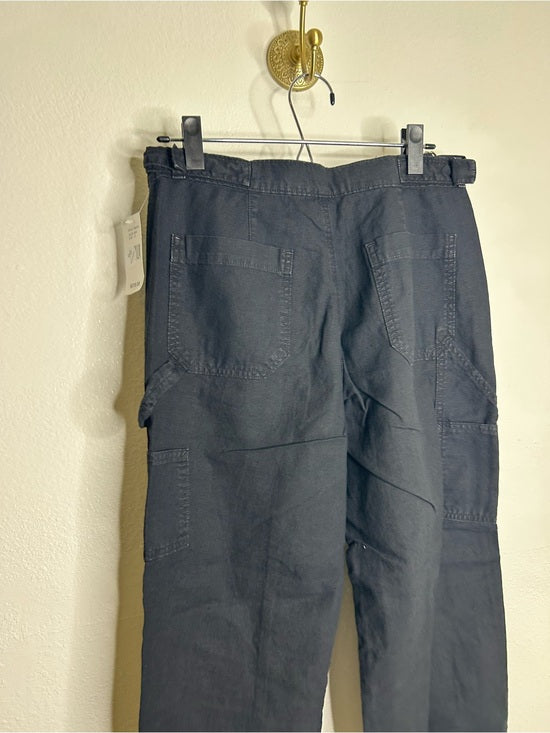 AG Cotton Linen The Noten Black Carpenter High Rise Straight Leg Ankle Pant