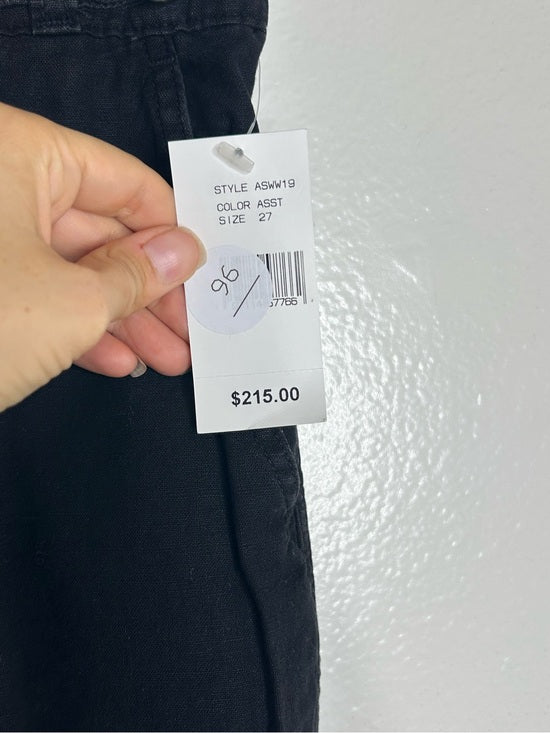 AG Cotton Linen The Noten Black Carpenter High Rise Straight Leg Ankle Pant