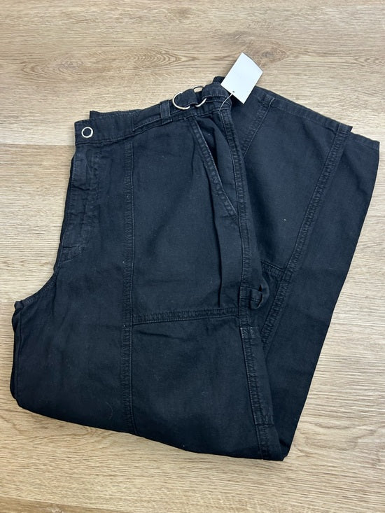Ag Adriano Goldschmied AG Cotton Linen The Noten Black Carpenter High Rise Straight Leg Ankle Pant - Cotton, Linen